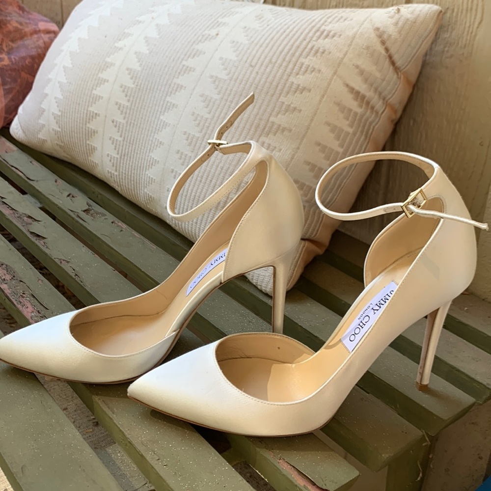 Jimmy Choo Cream Ankle Strap Heels